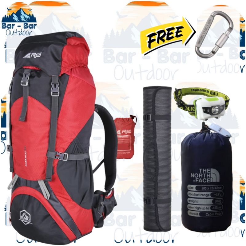 Paket Murah Peralatan Survival Tas Gunung Outdoor Carrier Arei Rei Makalu 60L