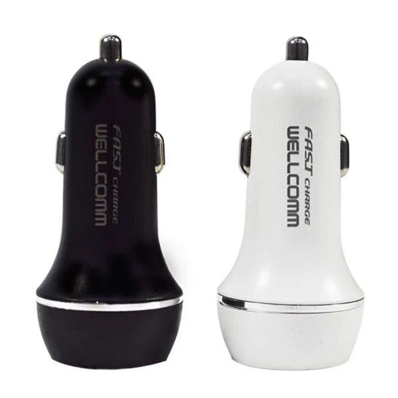 (WELLCOMM 36W) Car Charger Dual Usb Fast Charge Kabel Type C Charger Mobil 6A 36W