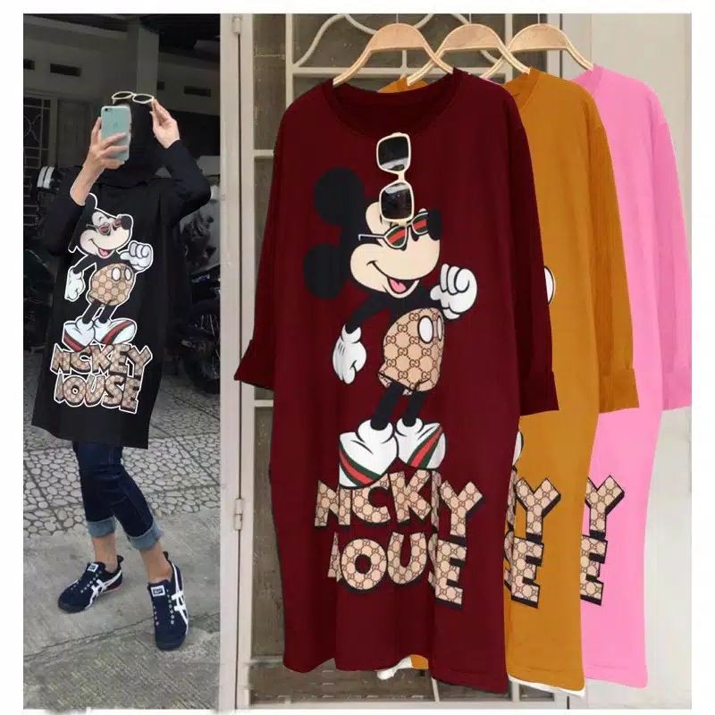 BAJU TUNIK MICKEY MOUSE CEWEK WANITA PEREMPUAN MUSLIMAH