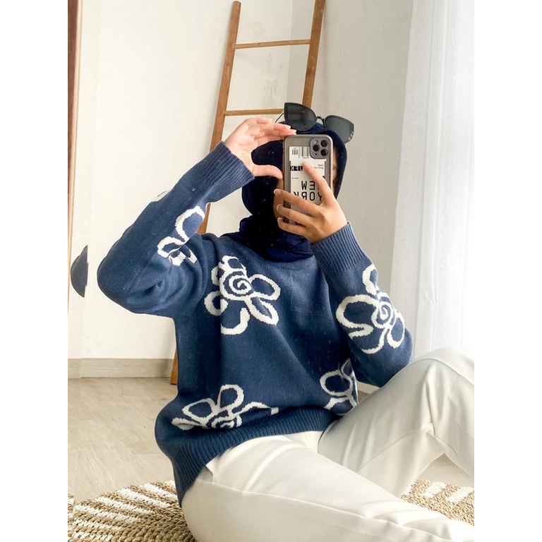 FLOWER SWEATER - SWEATER RAJUT - SWEATER MURAH BANDUNG - RAJUT MURAH