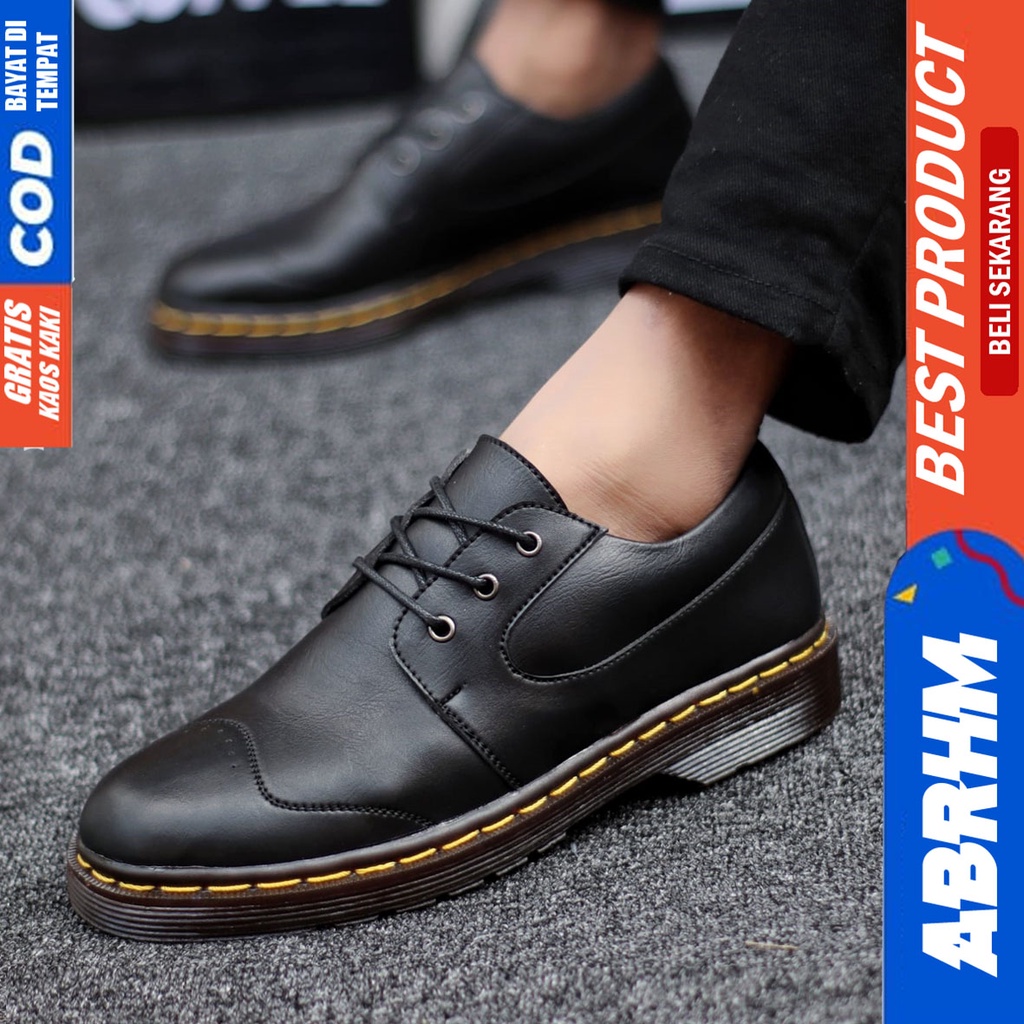 Abrhm Matto - Sepatu Formal Pantofel Pria Kerja Hitam