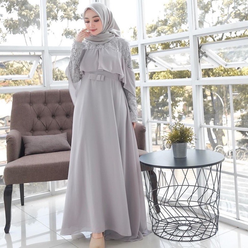 SISI DRESS MUSLIM MIX BRUKAT / DRESS MUSLIM WANITA / BAJU DRESS UNDANGAN / DRESS MAXY TERLARIS MURAH