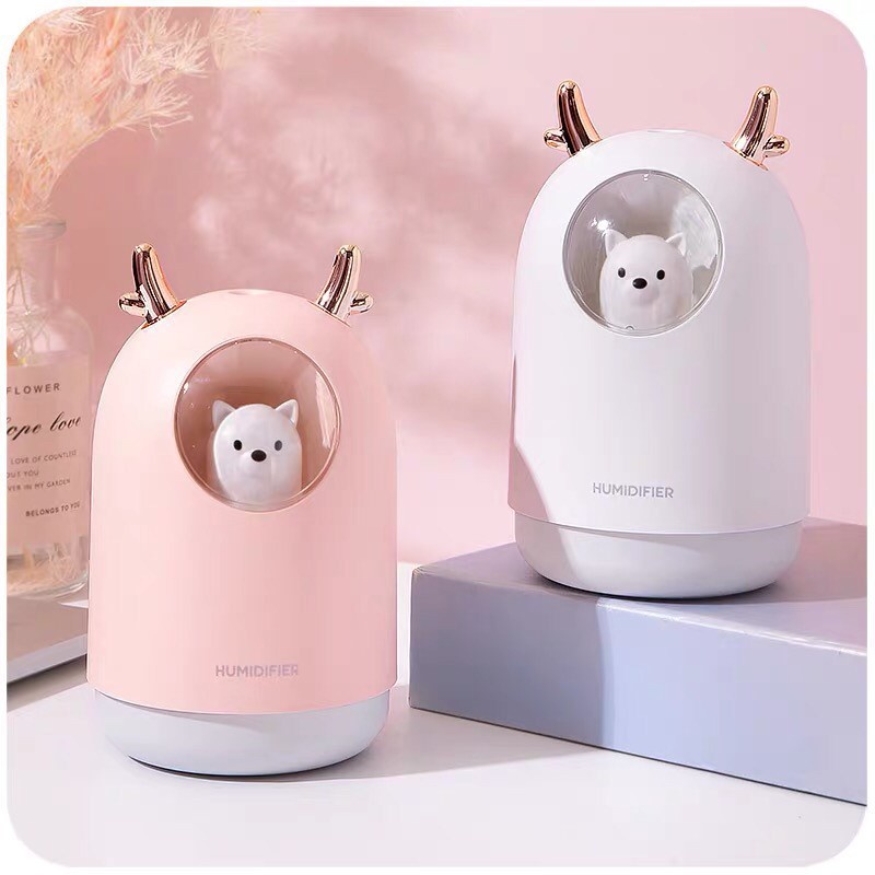Humidifier Diffuser Beruang Lucu Ultrasonic Pelembab Ruangan 300ml Light Color