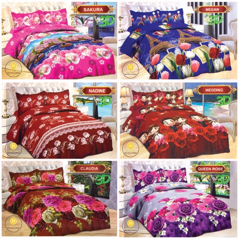 Sprei BONITA 180x200 Motif Terbaru Bunga 3D Disperse (BISA COD)