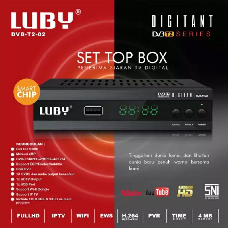 Set Top Box DVBT2 Merk Luby Lisensi Resmi Original