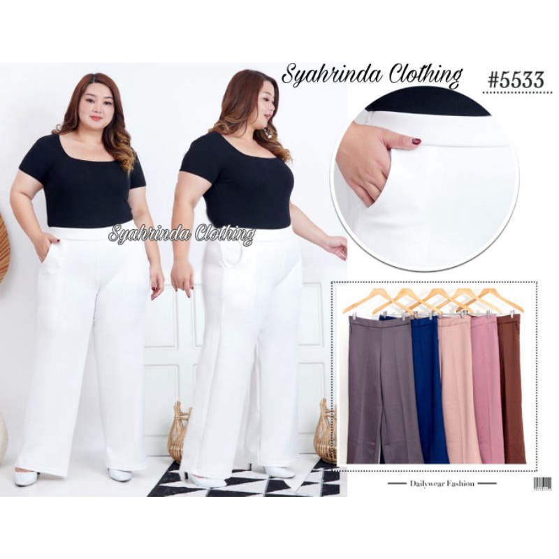 Celana Kulot Jumbo Allsize BIGSIZE Scuba Pants Wanita Premium Bawahan Plus Size Melar