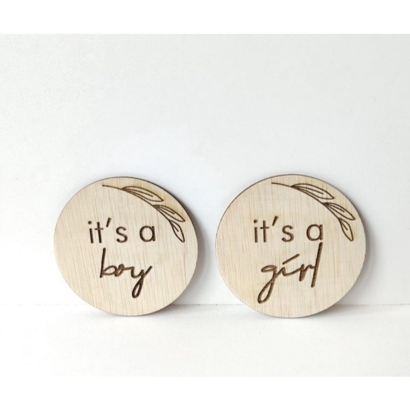 Wooden Plaque Gender Reveal Properti Foto Kekinian Untuk Baby Boy/Girl