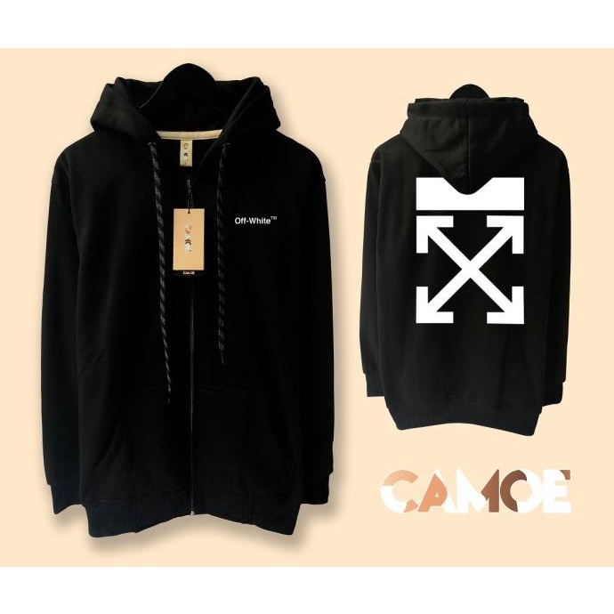 Jaket Hoodie Zipper Off White Helvetica Logo