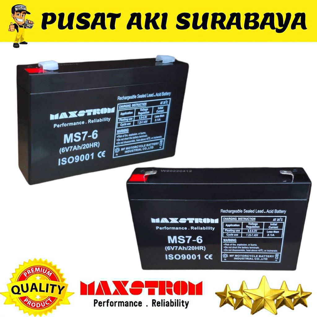 MAXSTROM 6V 7AH BATTERY VRLA MOTOR AKI MAINAN ANAK MOBILAN AKI PMB PLIKO UNIKID YUKITA 6 VOLT 7 AMPER SKUTER MICKEY SCOOPY NMAX VESPA ANAK CHARGER ADAPTOR 6VOLT