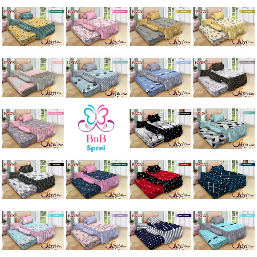BNB Sprei FATA Duo Sorong 2in1 Rumbai Rempel Single Minimalis Anak No 3 120x200 4 Kaki Seprei Atas B
