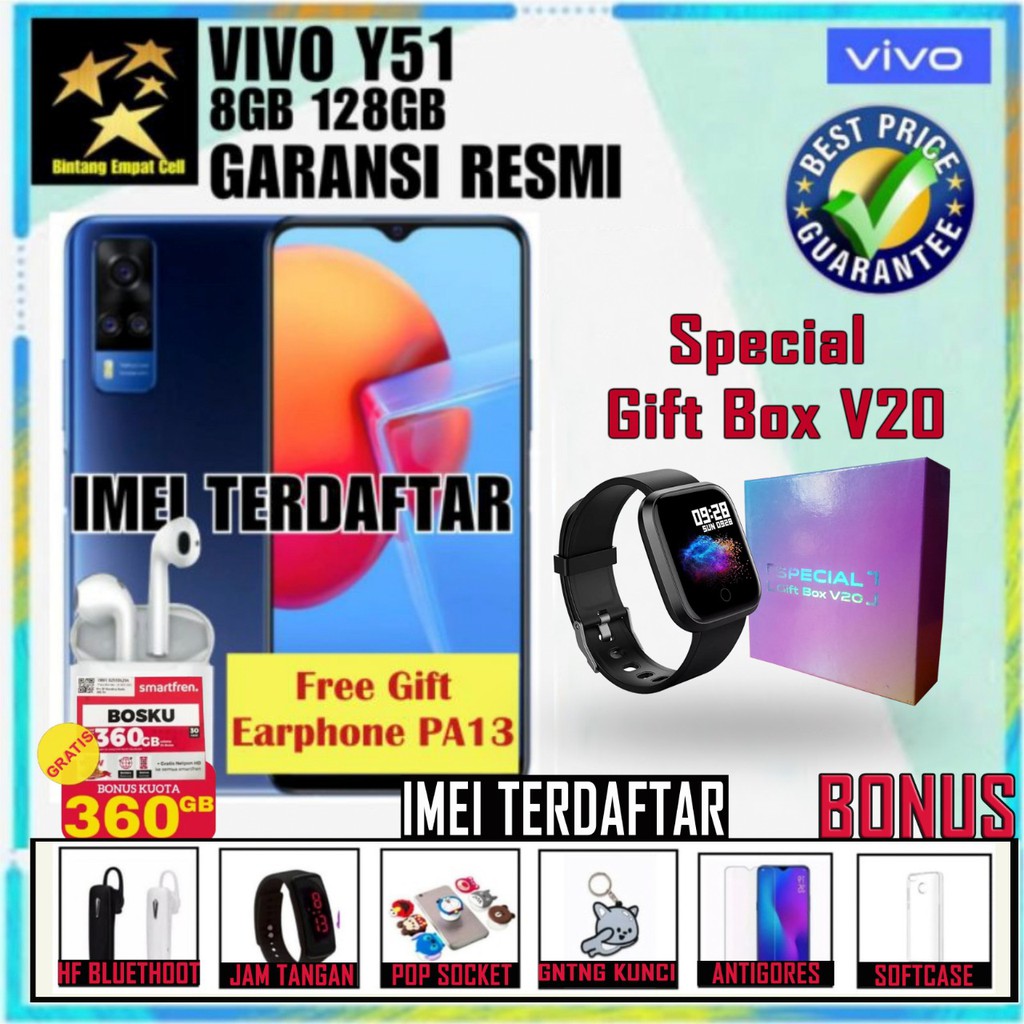 NEW!!! VIVO Y51 8/128 RAM 8GB INTERNAL 128GB GARANSI RESMI