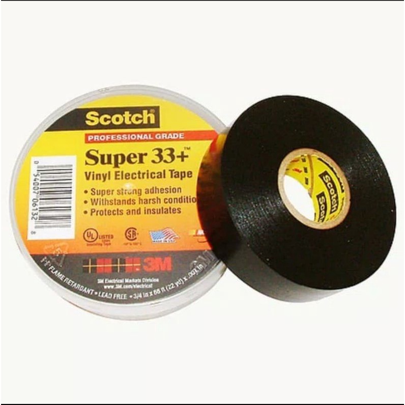 

3M Scotch Super 33+ Vinyl Electrical Tape Selotip Isolasi Listrik Original