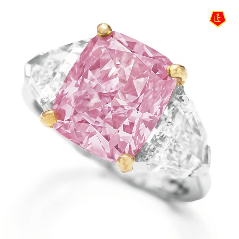 [Ready Stock]Elegant Fashion Square Pink Diamond Ring