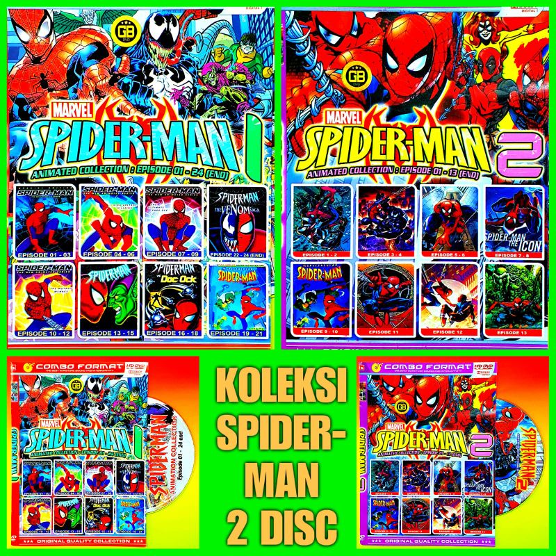 KASET KOLEKSI FILM SPIDERMAN 2DISC HD - KASET FILM KARTUN ANAK ANIMASI TERBARU SPIDERMAN FILM TERLAR