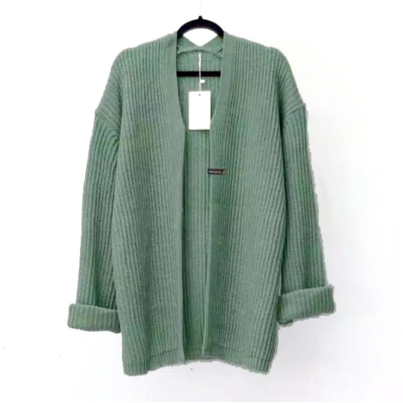 KARDIGAN RAJUT BRESKA / kardigan rajut casual / kardigan outer-Greentea/mint