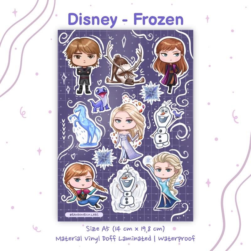 

Sticker Disney Frozen Elsa Anna Kristoff Olaf Stiker Sheet Deco Jurnal