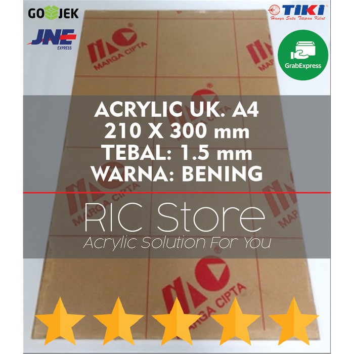 

Acrylic / Akrilik Lembaran Uk. A4 Tebal 1.5mm - BENING sparepart