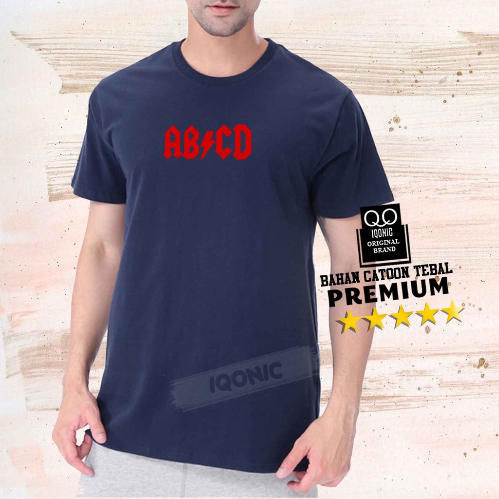 Brother Store Kaos Distro Pria - KAOS COWOK -  Abcd Text Hitam Premium
