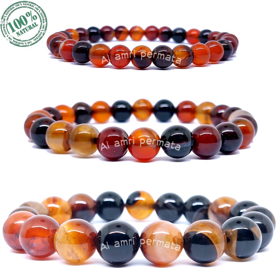 Gelang Batu Akik Sulaiman Madu / Gelang Batu Yaman Sulaiman / Gelang Pria / Gelang Wanita / Gelang B