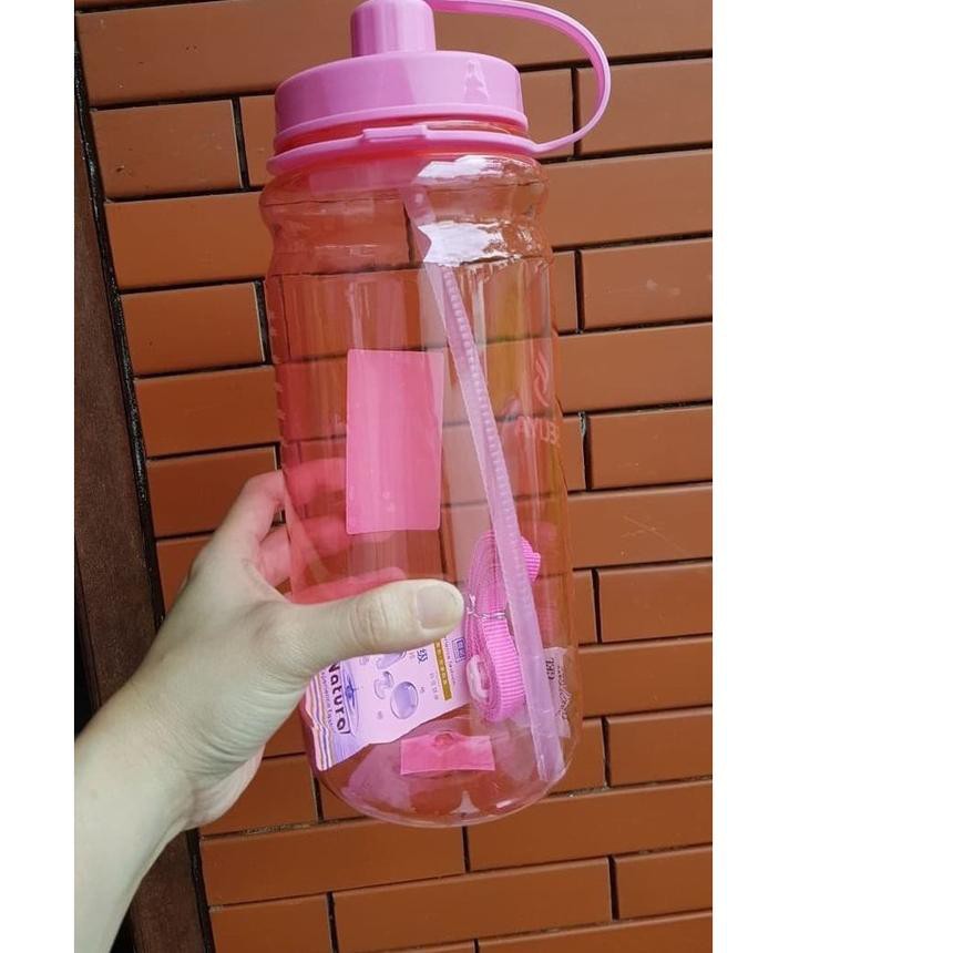 [BISA COD] Botol Minum Jumbo Seliya 2 Liter Dilengkapi Tali + Sedotan [FREE BUBBLE] Botol Sports 2L