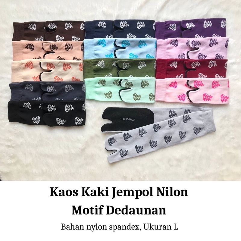 DIKEMAS 12 Pasang Kaos Kaki Jempol Nylon Motif Dedaunan