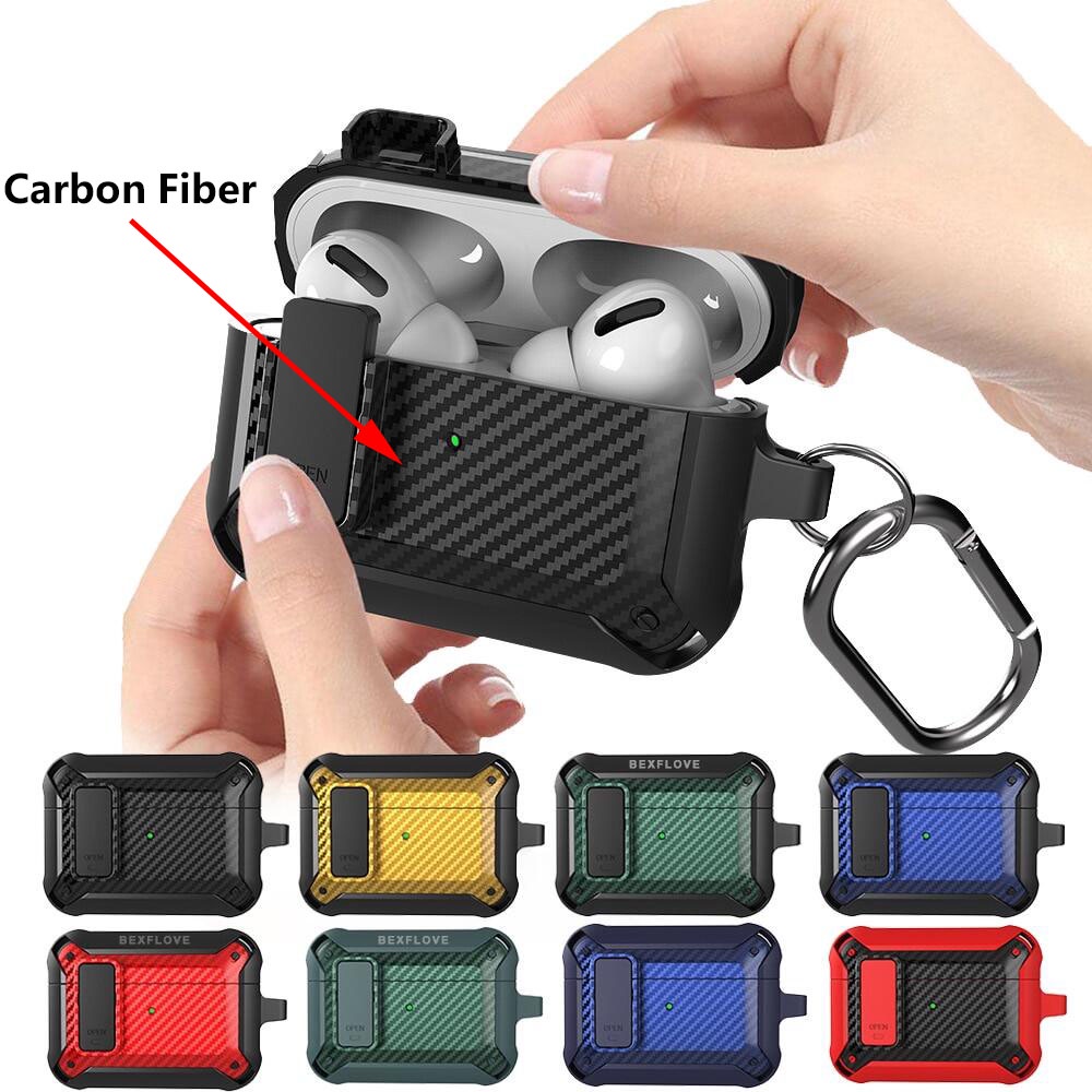 Casing Hardcase Shockproof Bahan Silikon + Serat Karbon Untuk Apple AirPods Pro 2 / 3