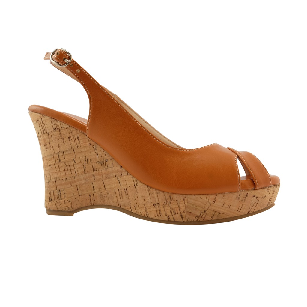 Stefania Baldo Kate Strap Wedges Tan