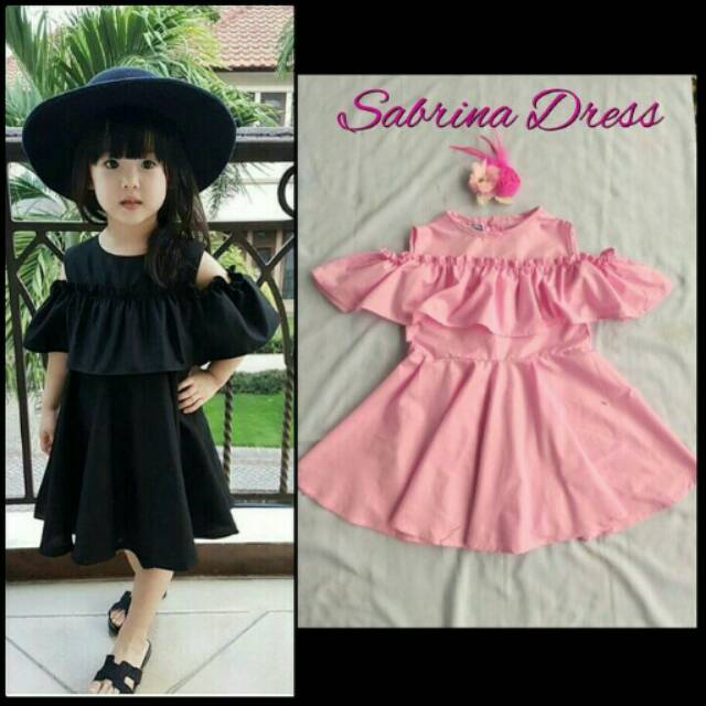 Dress sabrina anak size 0-6 tahun
