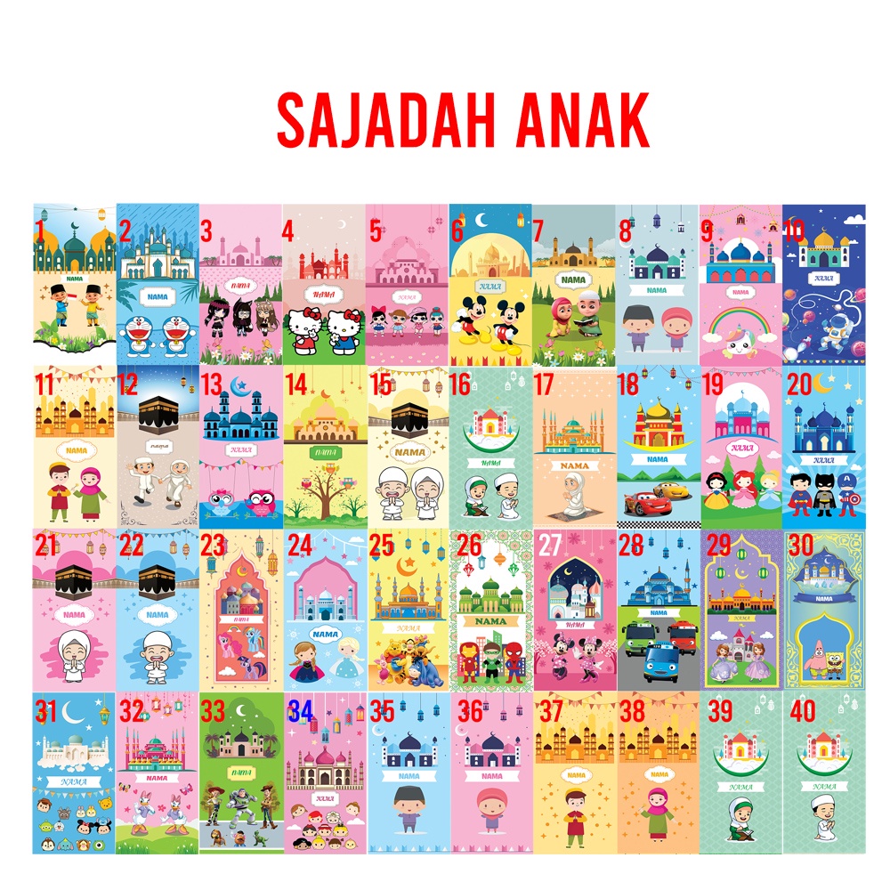 Custom Nama Sajadah Anak Karakter Kado Hadiah Ultah Souvenir Kelulusan Juara Naik Kelas Ulang Tahun Baby Shark-4