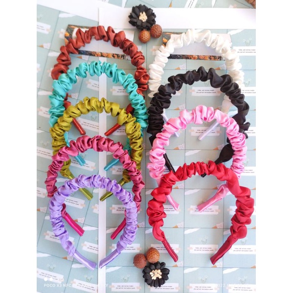 Paket Grosir Bando Scrunche 1 Lusin Warna Random || Bando Scrunche Korea