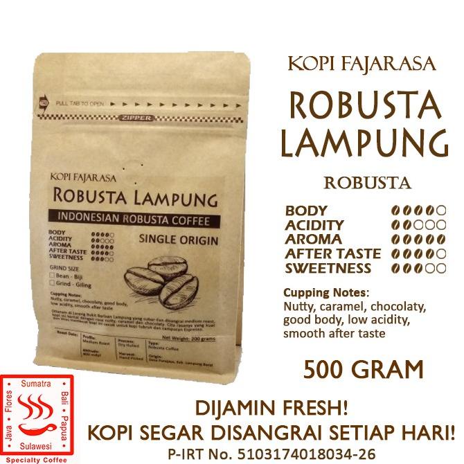 

Kopi Fajarasa Robusta Lampung Biji Kopi Robusta 500 gram