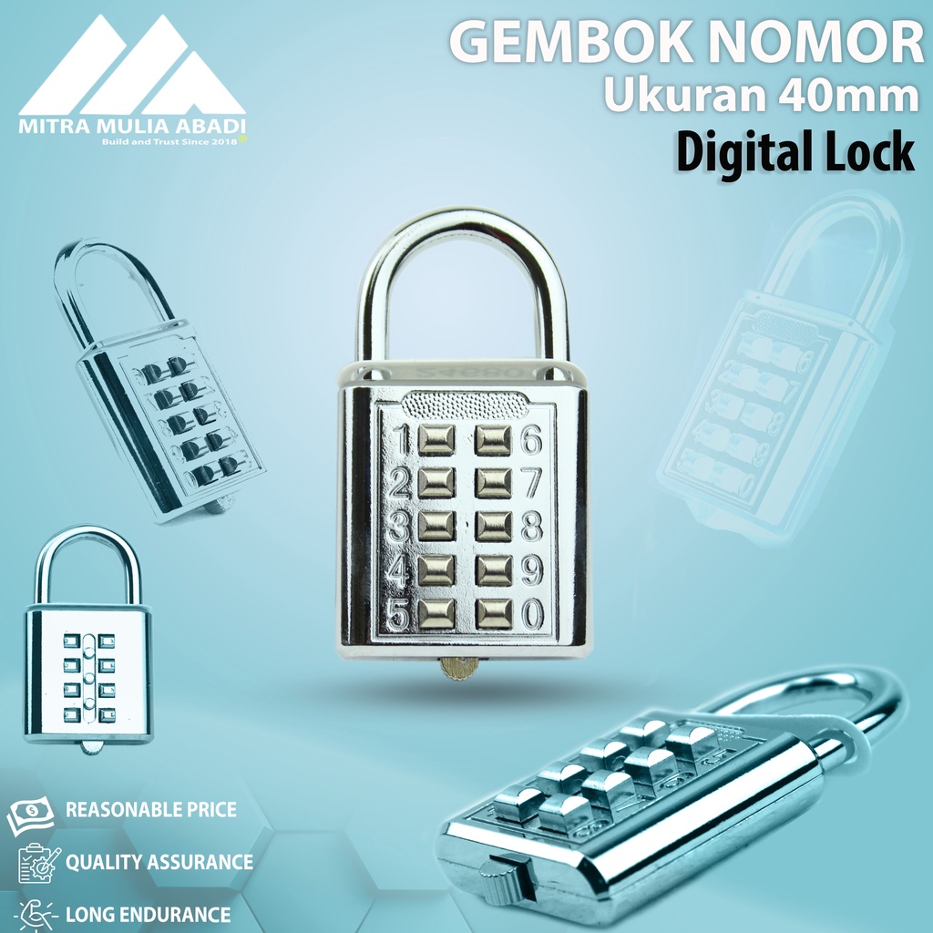 GEMBOK NOMOR PASSWORD 40mm 10 DIGIT/ GEMBOK DIGITAL GEMBOK KOPER