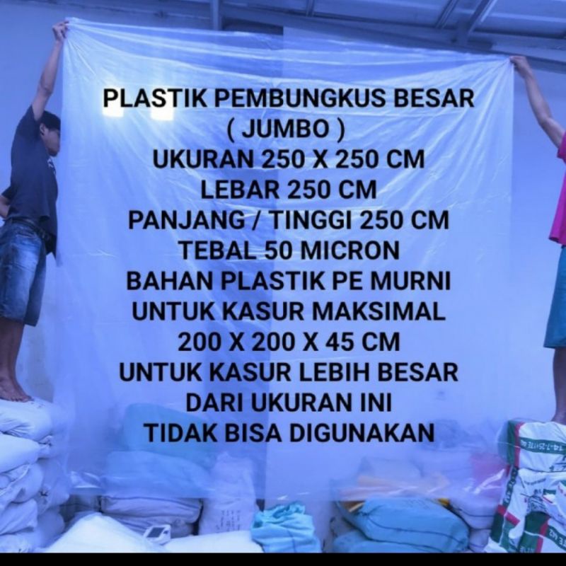kantong plastik besar/king 250x250 cm/plastik PE pembungkus/plastik packing/kasur spring bet/sopa/le