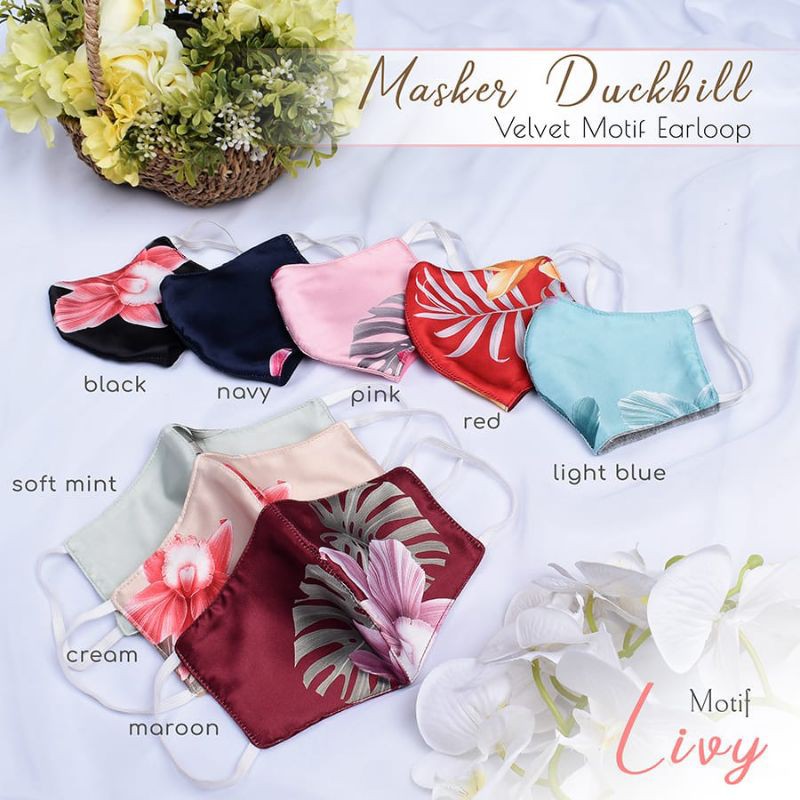 Masker Tebal Duckbill Velvet Motif Earlof