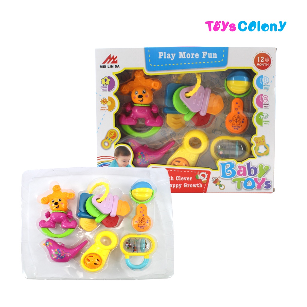 MAINAN ANAK BAYI RATTLE TEETHER ISI 6PCS BABY TOYS