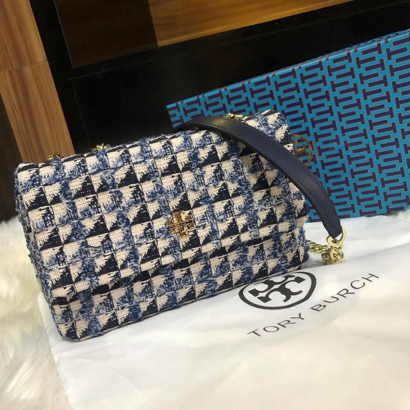 [ORIGINAL 100%] TORY BURCH KIRA CHEVRON SMALL TWEED CONVERTIBLE SHOULDER BAG