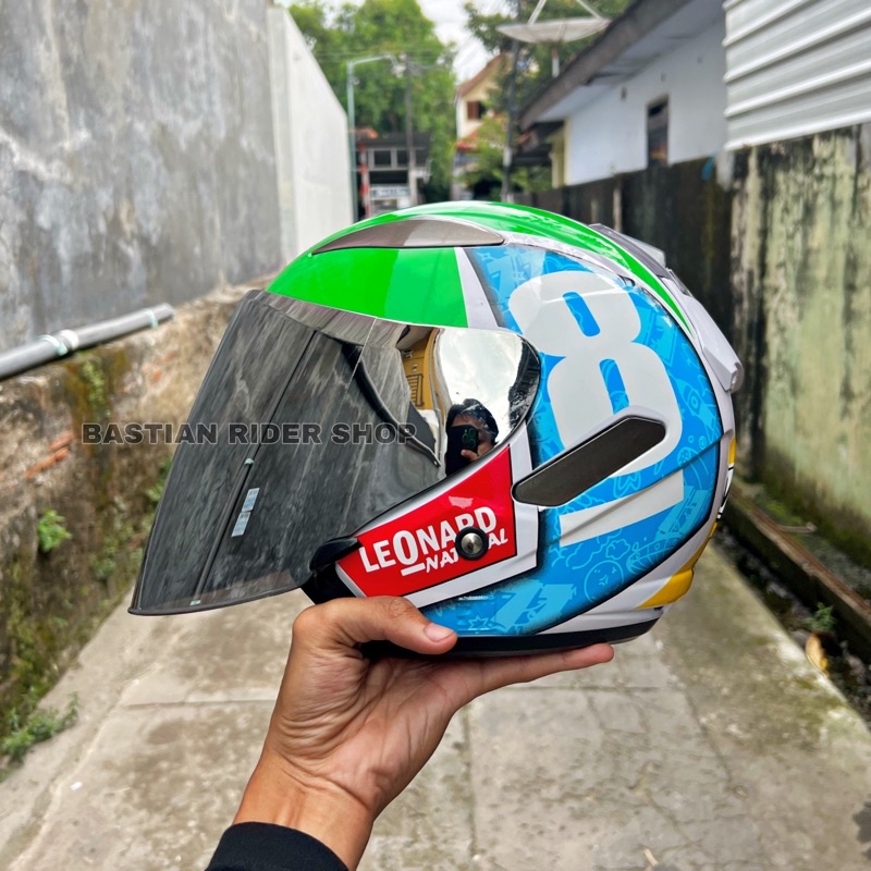 HELM CENTRO VRC MOTIF ORIGINAL FREE VISOR IRIDIUM - ORIGINAL HELM VRC PAKET GANTENG CENTRO-LEONARD WHITE