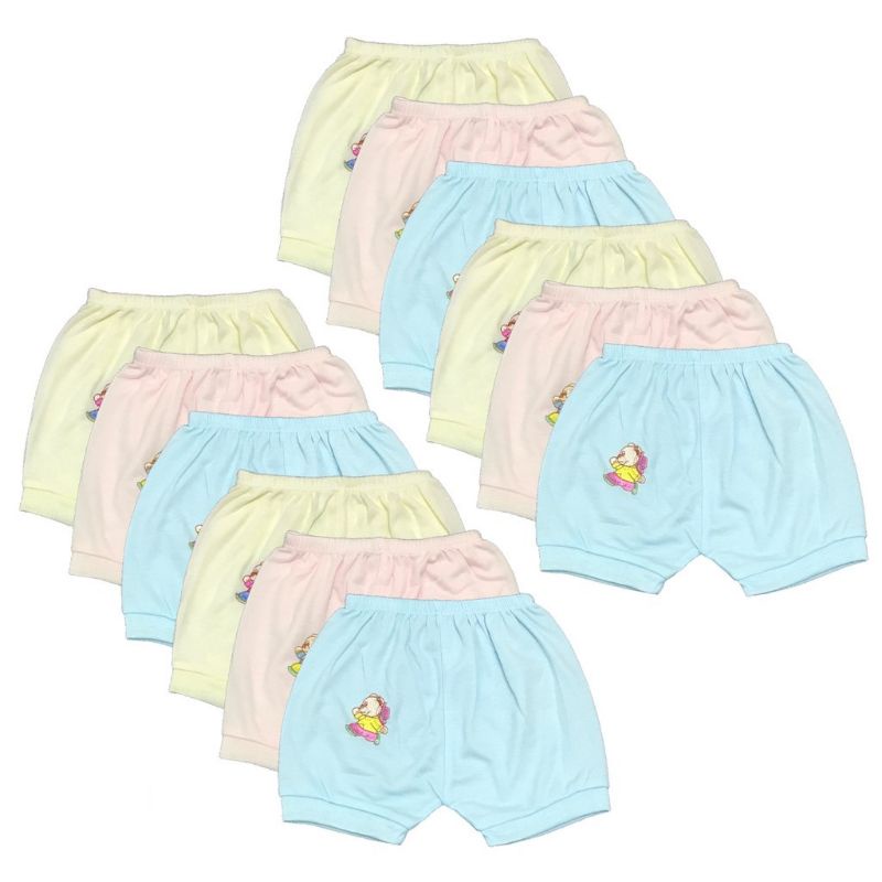 6 PCS Celana Pendek Bayi Warna Bordir  New Born