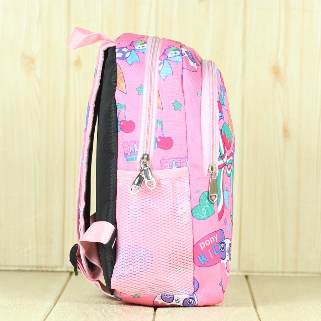 Tas Ransel Backpack Anak Perempuan Laki laki Import Pony Pink Sekolah TK SD PAUD Kecil Mini Impor Karakter Kartun Embos
