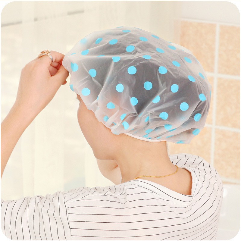 Shower Cap Motif Polkadot Transparan