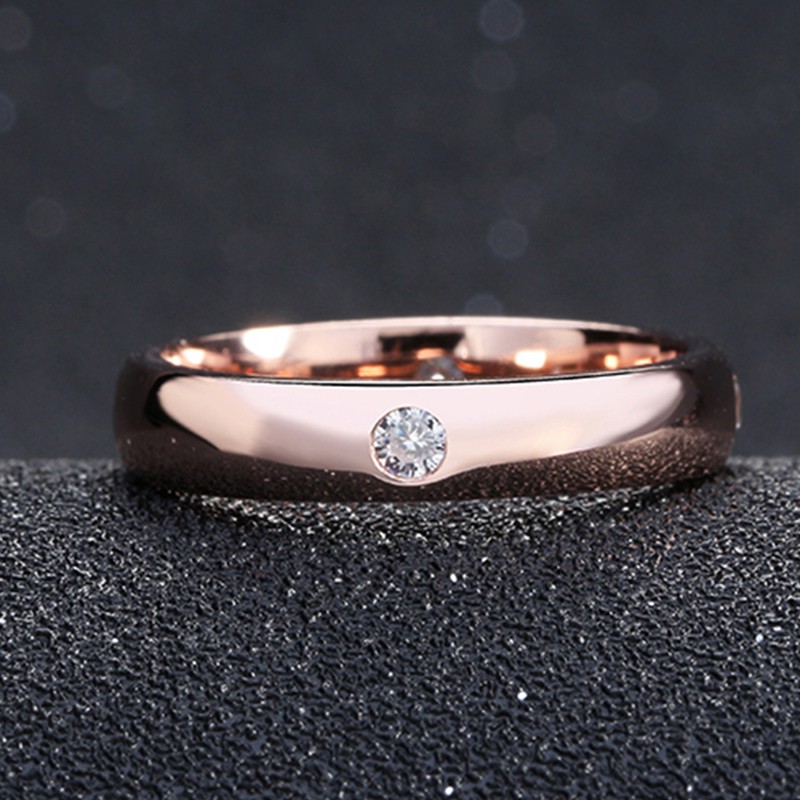 Cincin Pria Wanita Lapis Emas Rose Gold Polos Batu 4 Sisi - BR180G