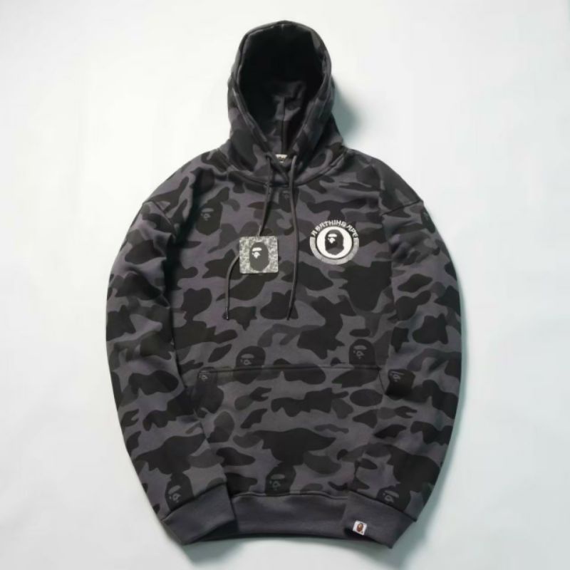 Jaket Sweater Hoodie Bape x Champion Camo Army Premium FullTag & Label