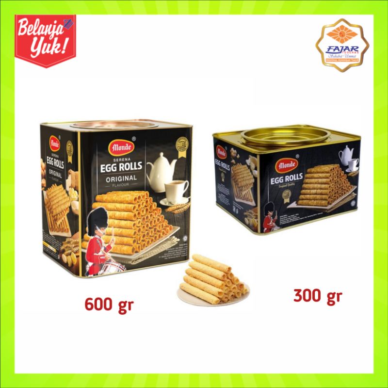Monde Serena Egg Rolls Original 300 gr dan 600gr - Kemasan Kaleng Besar dan Kecil Biskuit Lebaran