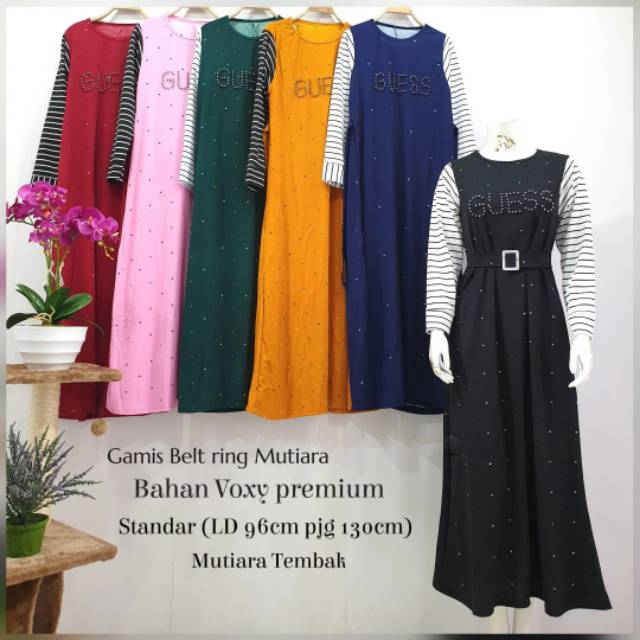 Gamis guess belt ring mutiara