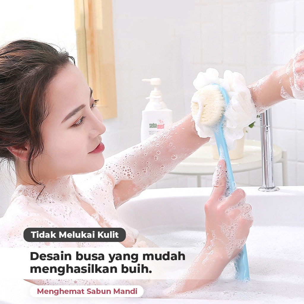 Sikat Mandi Punggung Dua Sisi Brush Lembut Shower Puff