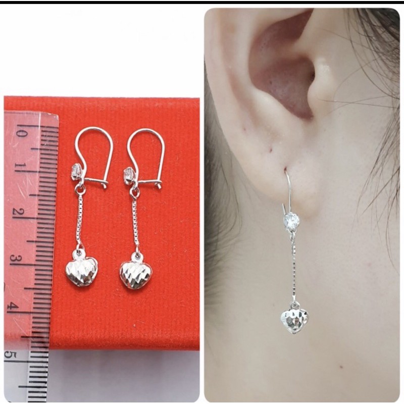 Anting love anting perak 925 lapis emas putih anting cewek love perak 925