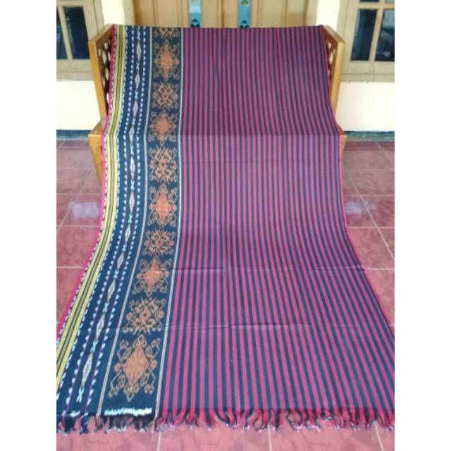 Kain tenun troso blangket premium magenta navy