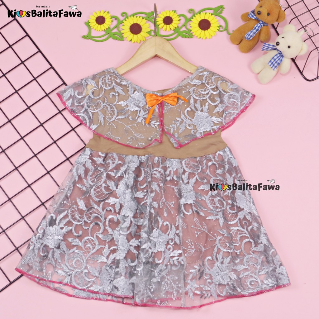 Dress Diana uk 1-4 Tahun / Baju Kensi Brukat Anak Perempuan Import Quality Dres Cape Cewe Gaun Pesta