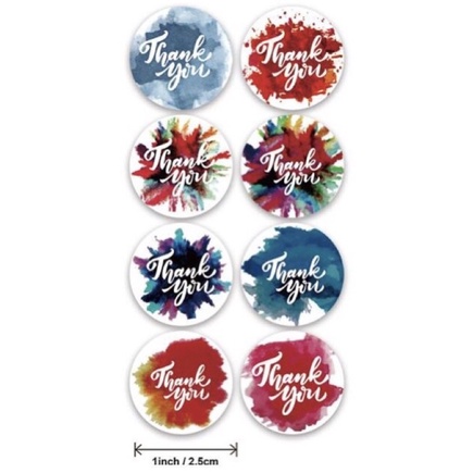 (50pcs) Stiker Thank You Bulat size 2,5cm / Thank You stickers Olshop etc-Color Splash B