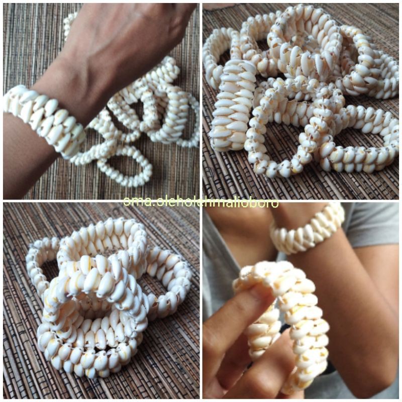 GELANG ETNIK BAHAN KERANG LAUT DOUBLE ANYAM GELANG KERANG UNIK